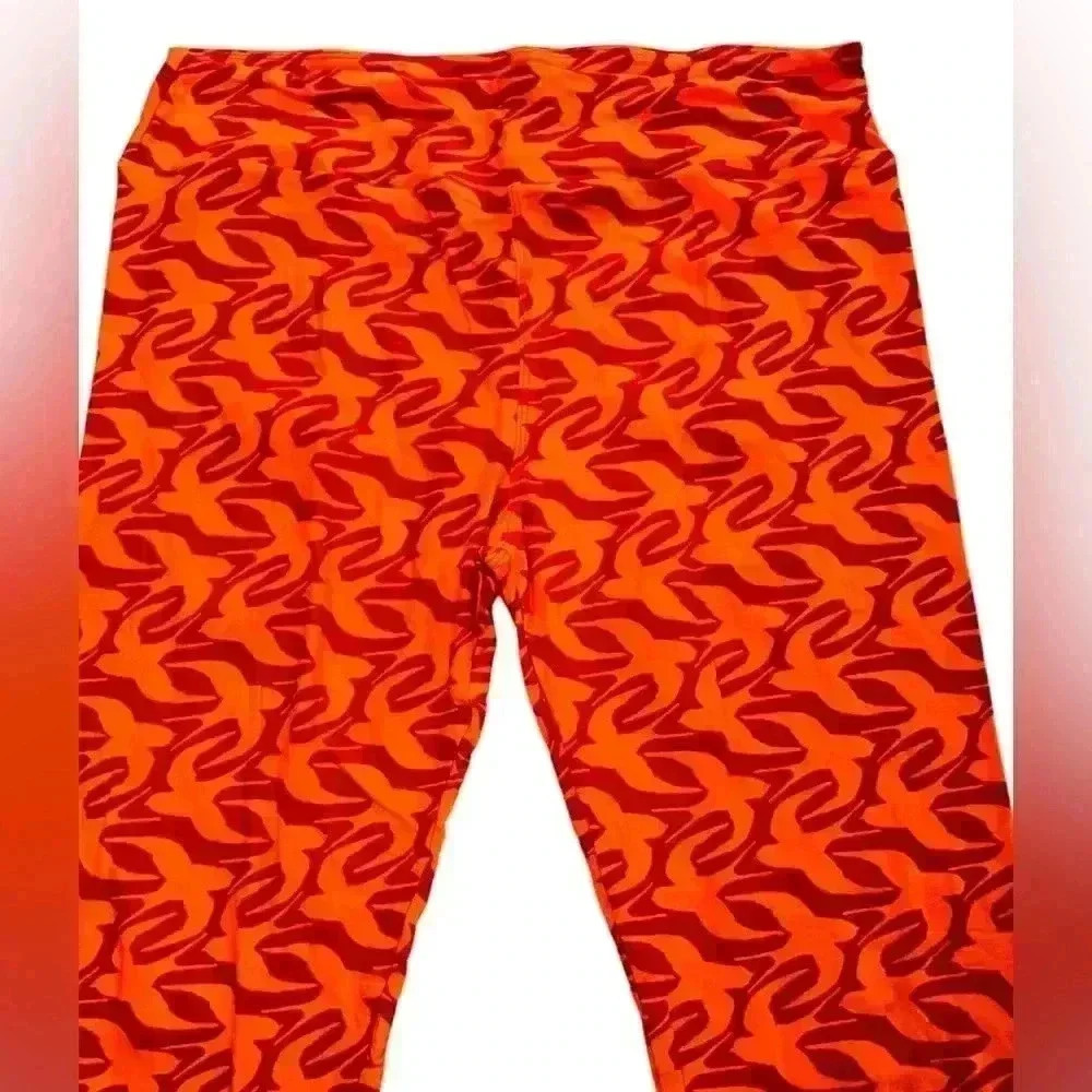 Lularoe TC orange sparrow bird leggings. OG designer Patrick fit & quality.